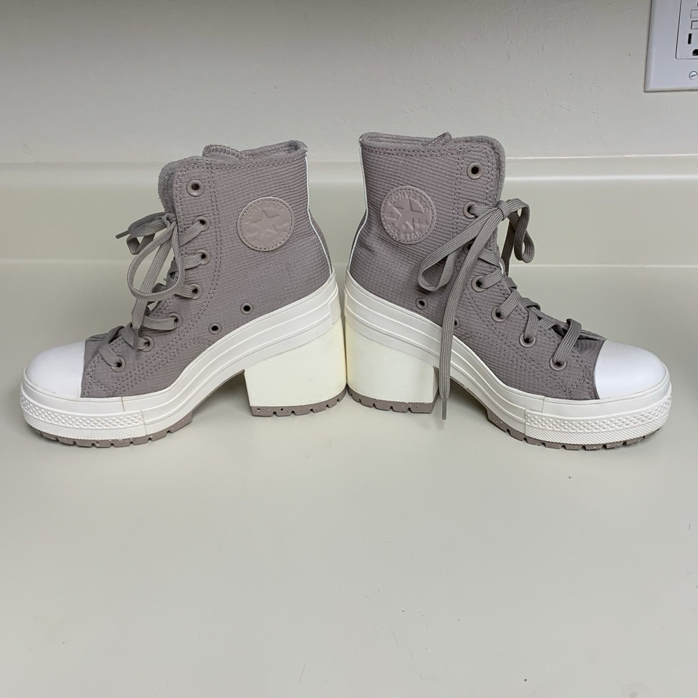 Converse Chuck 70 De Luxe Shoes Women's 6 Gray White Chunky Heel Platform Boots - Picture 5 of 16